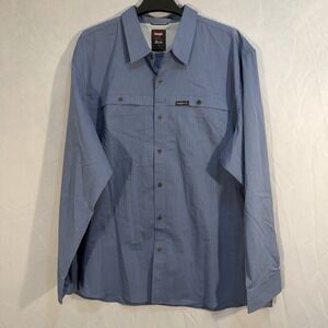 Wrangler Men's Utility Outdoor Long Sleeve Button Shirt Blue 3XL Breathable Hike